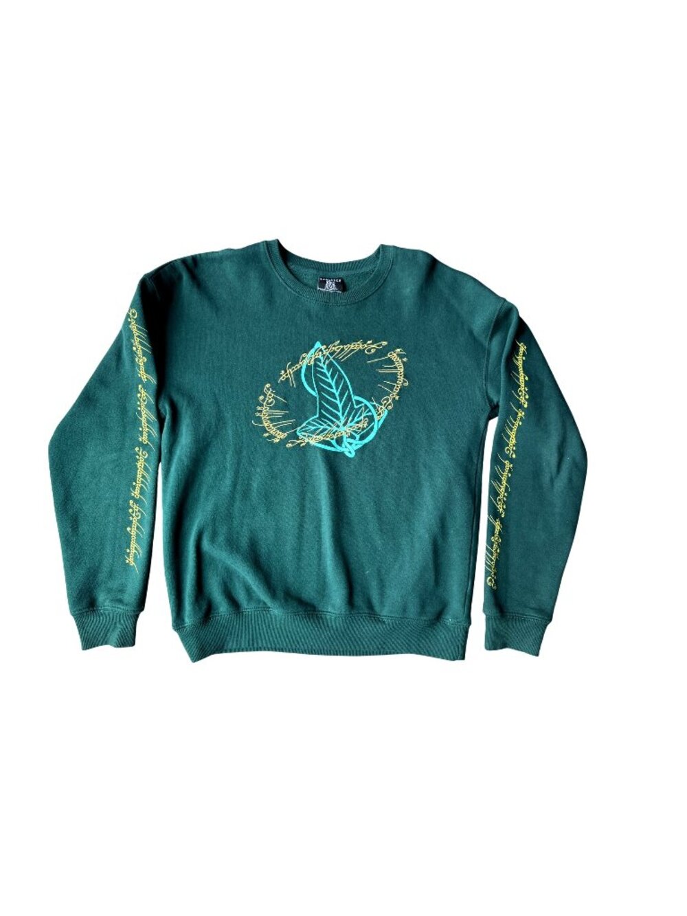 BoxLunch Lord of the Rings One Ring Crewneck Sweatshirt S Green Elvish Script
